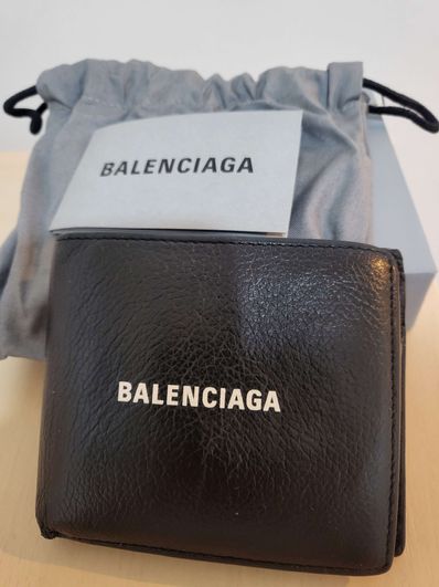 BALENCIAGA Cash Square Folded Coin Wallet "Black"