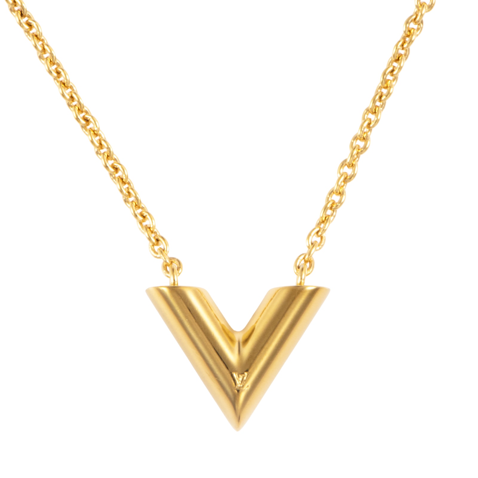 LOUIS VUITTON ルイ・ヴィトン エセンシャルV ネックレス M61083 メタル ゴールド【中古】
