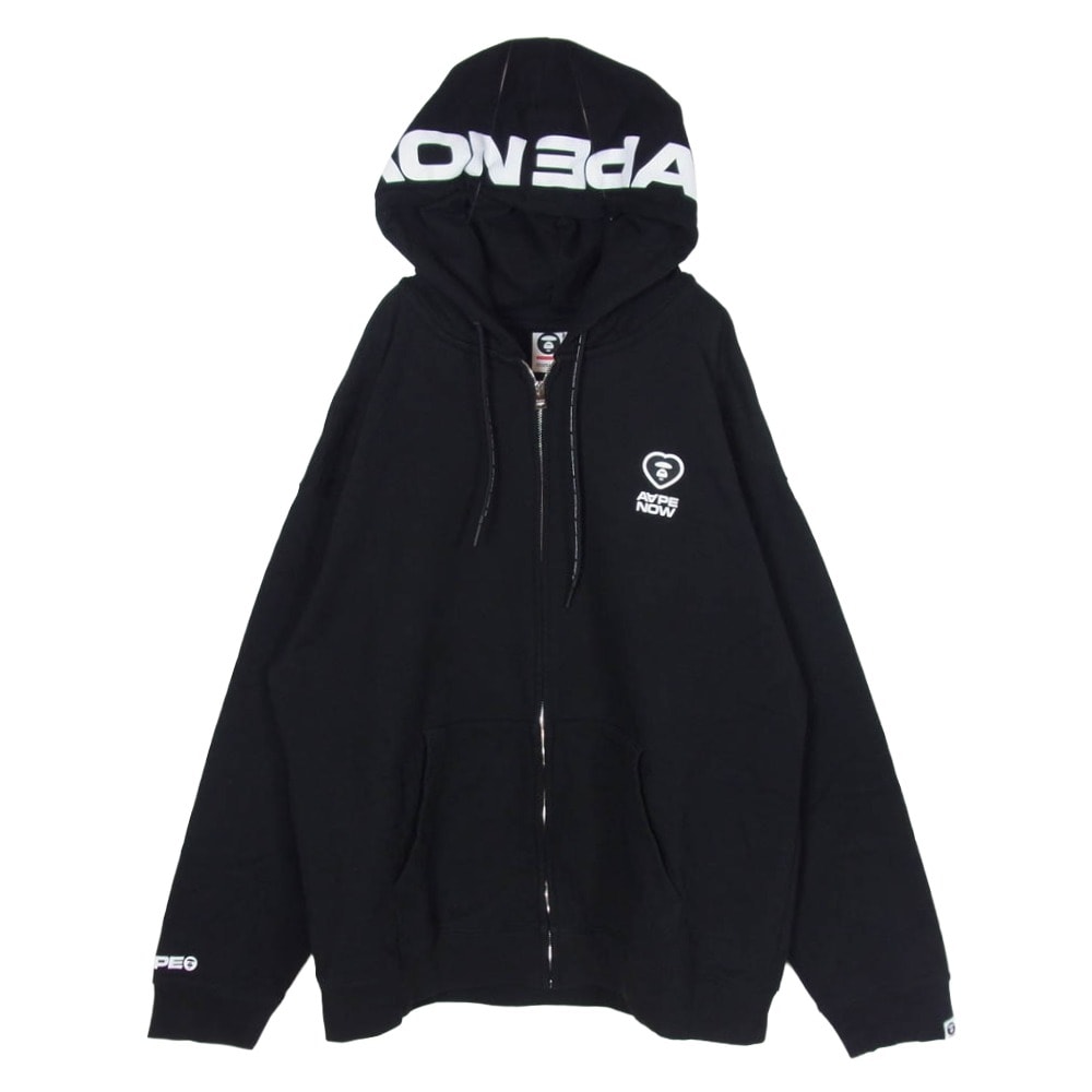A BATHING APE アベイシングエイプ パーカー AAPSWMC345XXN AAPE エーエイプ ape head zip-up hoodie フードロゴプリント ジップアップ パーカー フーディ ブラック系 XXL【中古】