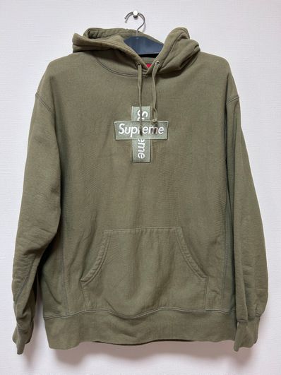 Supreme Cross Box Logo Hooded Sweatshirt "Light Olive"