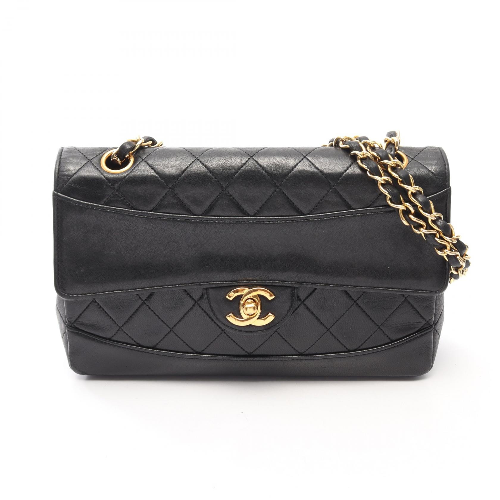 シャネル CHANEL マトラッセ シングルフラップ ショルダーバッグ バッグ ラムスキン(羊革) レディース ブラック系 【中古】