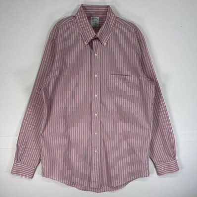 古着 ブルックスブラザーズ Brooks Brothers 長袖シャツ ストライプ 1818 胸ポケ 55161 ピンク系 マルチカラー メンズ