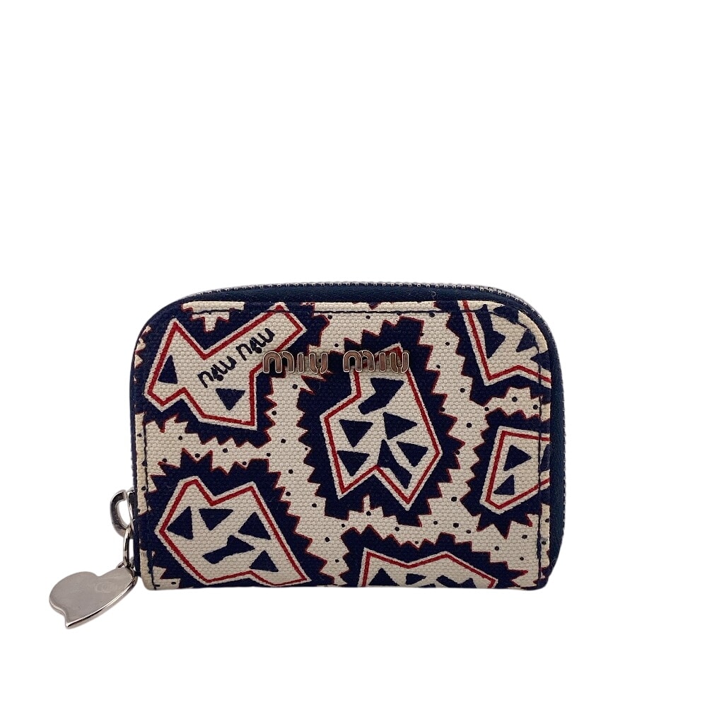 ミュウミュウ MIUMIU コインケース ラウンドファスナー ジップ ネイビー