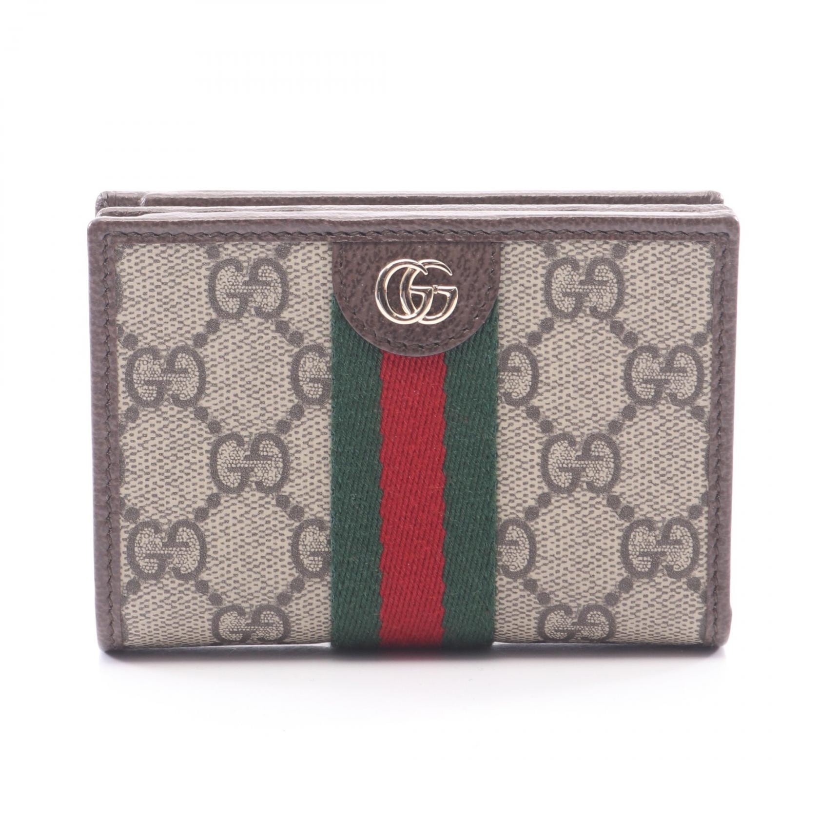 グッチ GUCCI オフィディア スモール ウォレット GGスプリーム 二つ折り財布 財布 レザー PVC レディース ベージュ系 / ブラウン系 / マルチカラー 838468 【中古】