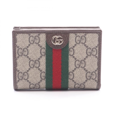グッチ GUCCI オフィディア スモール ウォレット GGスプリーム 二つ折り財布 財布 レザー PVC レディース ベージュ系 / ブラウン系 / マルチカラー 838468 【中古】