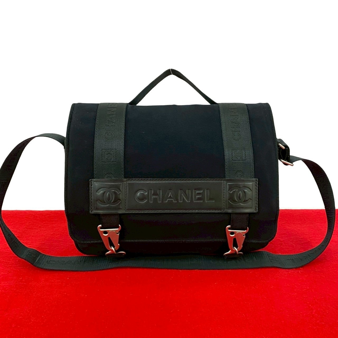 CHANEL シャネル スポーツ ココマーク ナイロン キャンバス ショルダーバッグ ブラック
 36386