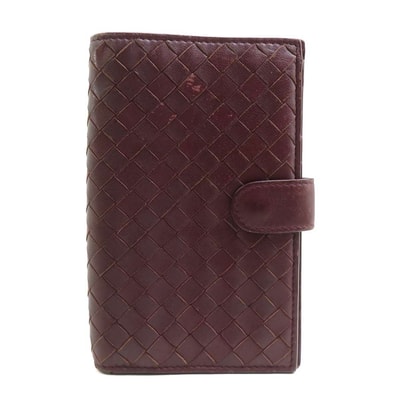 ボッテガヴェネタ BOTTEGAVENETA 二つ折り財布 イントレチャート レザー バーガンディ レディース【中古】 e61941a