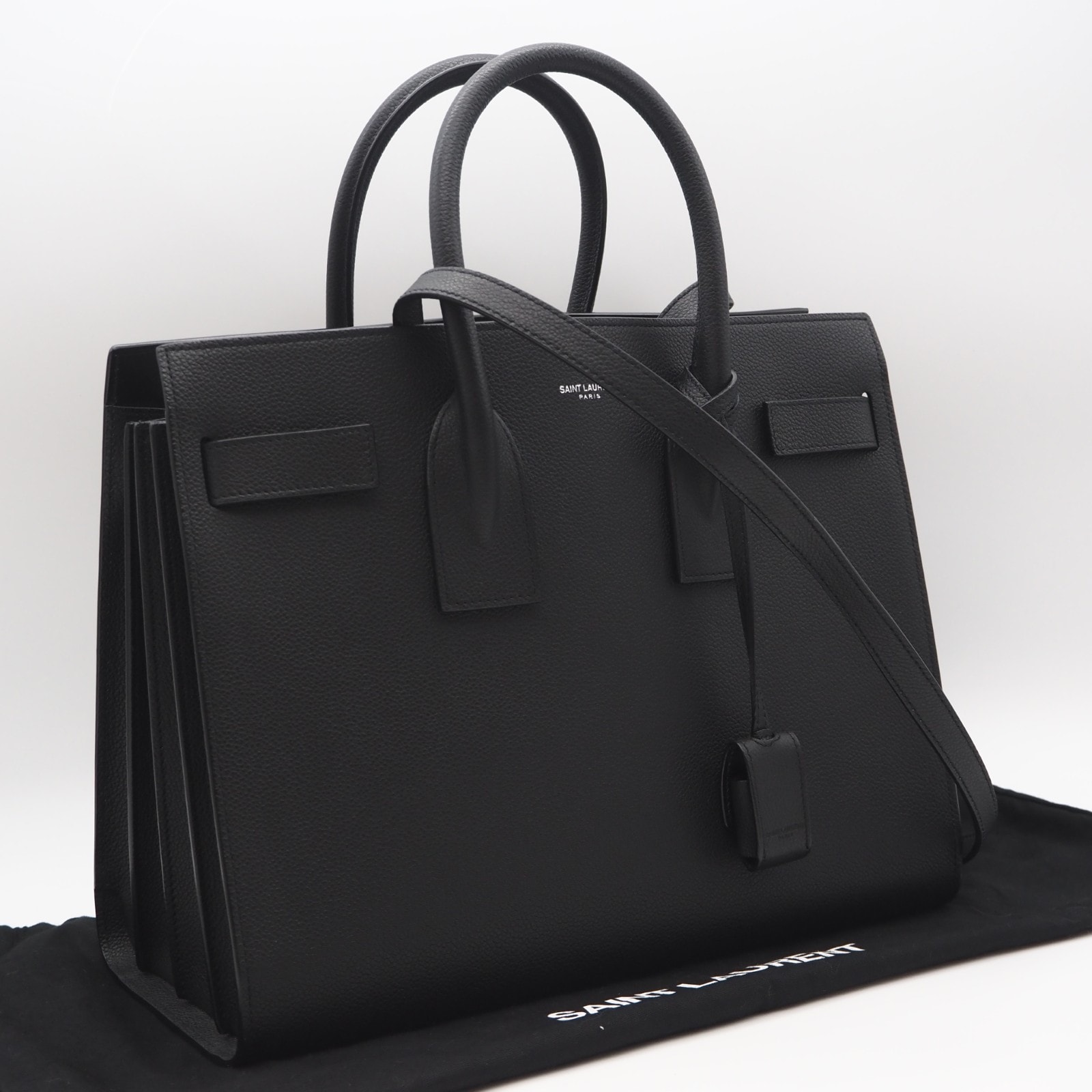 極美品 SAINT LAURENT サンローラン レザー サックドジュール 2WAYバッグ 355153 2wayハンドバッグ ブラック カーフレザー レディース