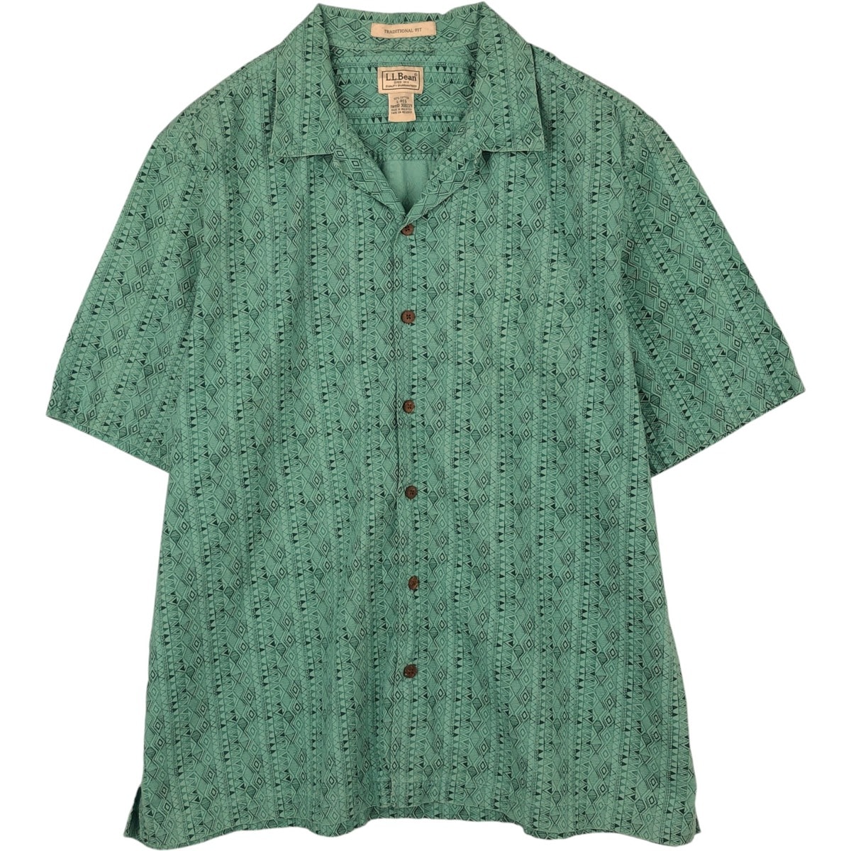 古着 90~00年代 エルエルビーン L.L.Bean TRADITIONAL FIT 総柄 半袖 オープンカラー コットンシャツ ボックスシャツ メンズL相当 ヴィンテージ/eaa623507