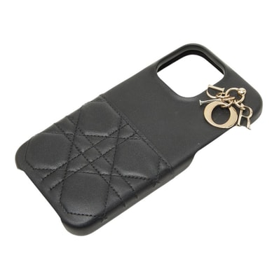 ディオール カナージュ レディディオール 6.7インチ ProMAX系 iPhoneケース スマホケース ブラック レザー レディース Dior 【中古】