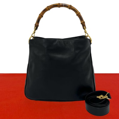 GUCCI グッチ バンブー レザー ショルダーバッグ ブラック
s2510