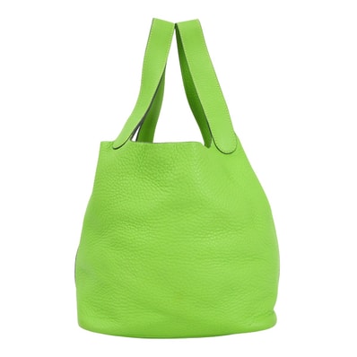 【渋谷並木橋店】HERMES エルメス ハンドバッグ ピコタン 22 MM アップルグラニー トリヨンクレマンス シルバー金具 □G刻印 ABランク【中古】