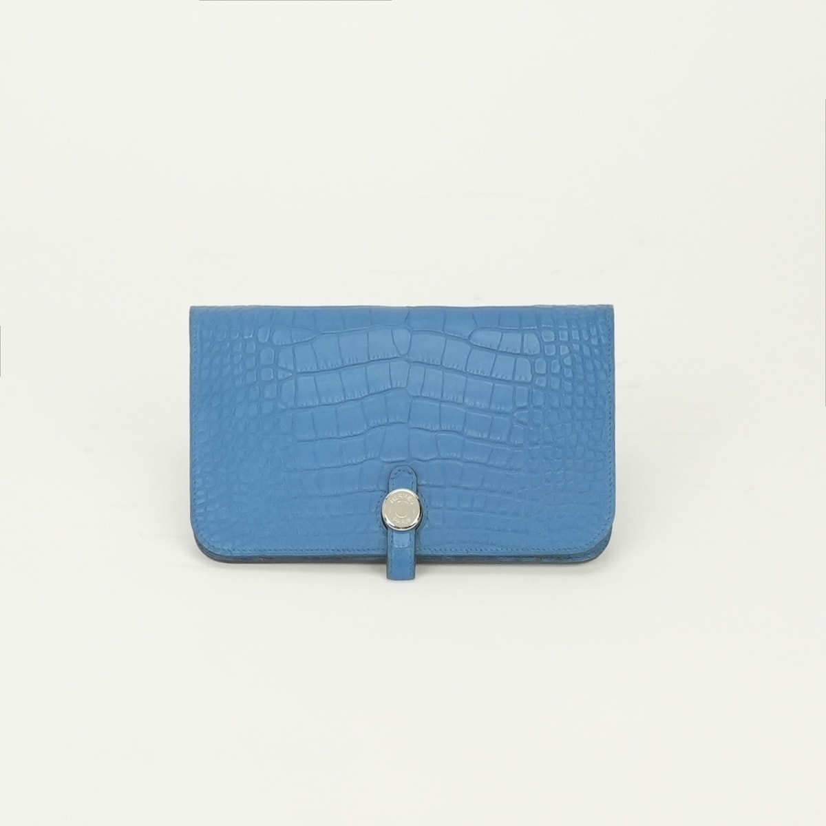 エルメス HERMES ドゴンGM ドゴン GM 財布 長財布 ロングウォレット アリゲーターマット ブルーイズミール Bleu Izmir ブルー Blue 青 シルバー金具 小銭入れ ポーチ