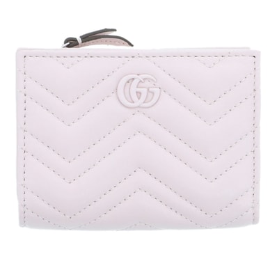 GUCCI グッチ ダブルG コンパクトウォレット 二つ折り財布 773427 レザー ピンク レディース【中古】