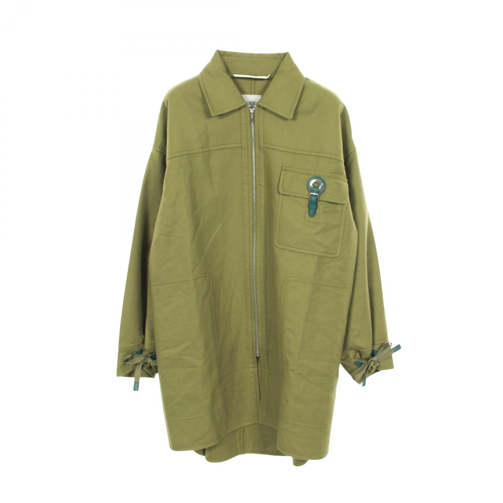 エルメス HERMES 衣料品 アウター カシミヤ シルク シルク レディース カーキ系 【中古】