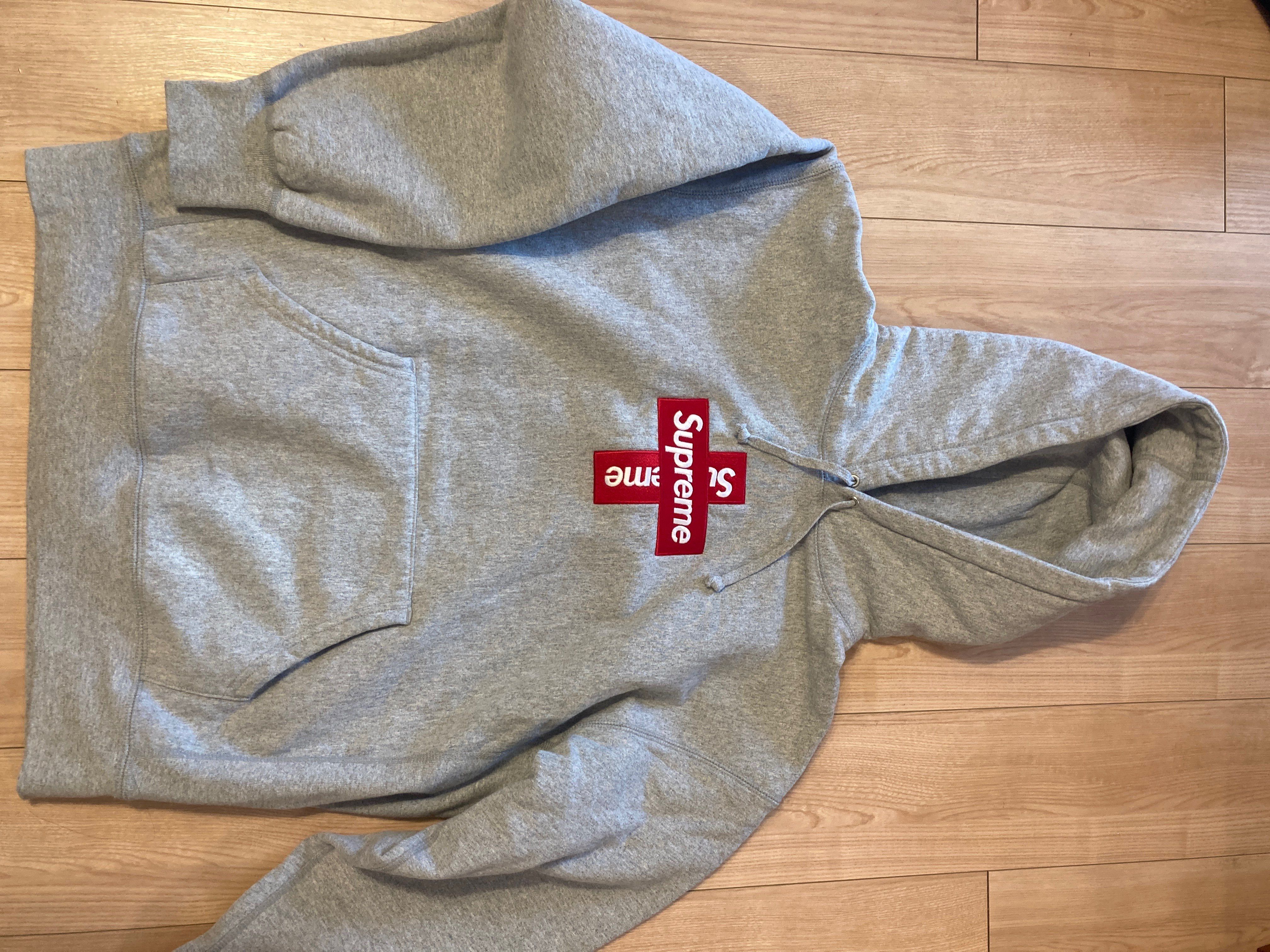 Supreme Cross Box Logo Hooded Sweatshirt "Grey"