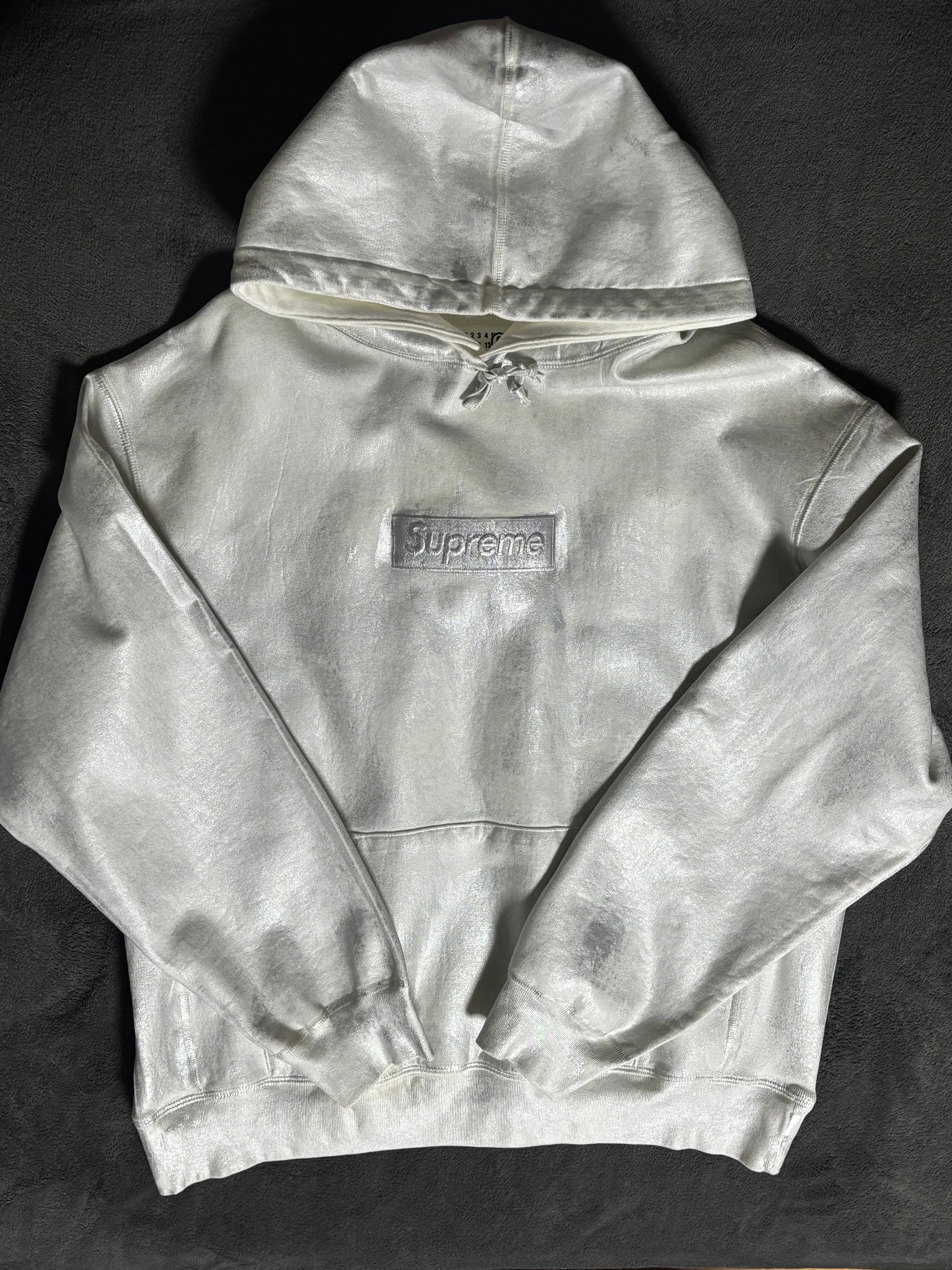 Supreme x MM6 Maison Margiela Foil Box Logo Hooded Sweatshirt "White"