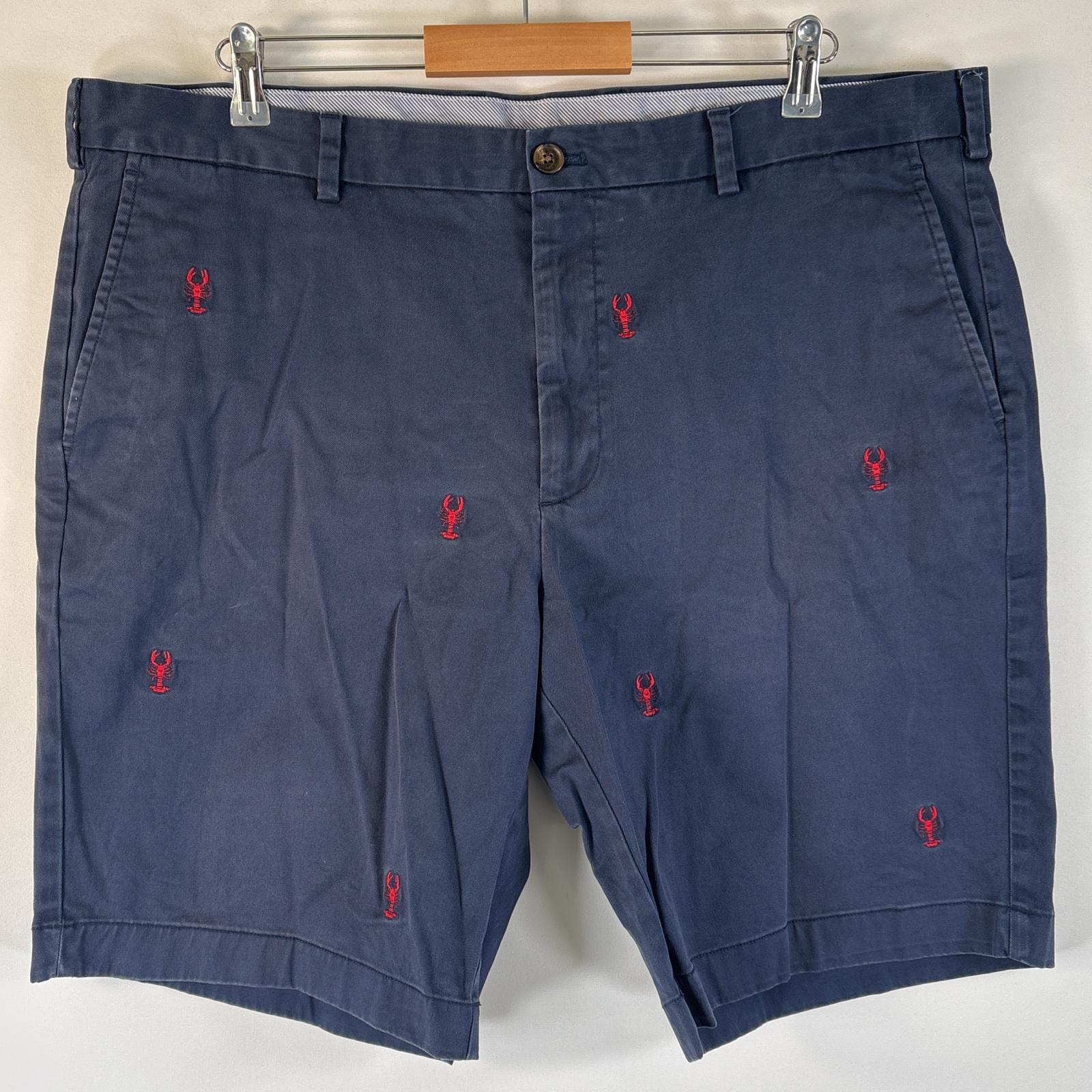 古着 ブルックスブラザーズ Brooks Brothers ショートパンツ 半ズボン ザリガニ 短パン ロブスター 大きいサイズ w42 ネイビー 総柄 メンズ