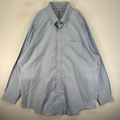 古着 ブルックスブラザーズ Brooks Brothers 長袖シャツ ボタンダウン 胸ポケット XL ブルー系 無地 メンズ