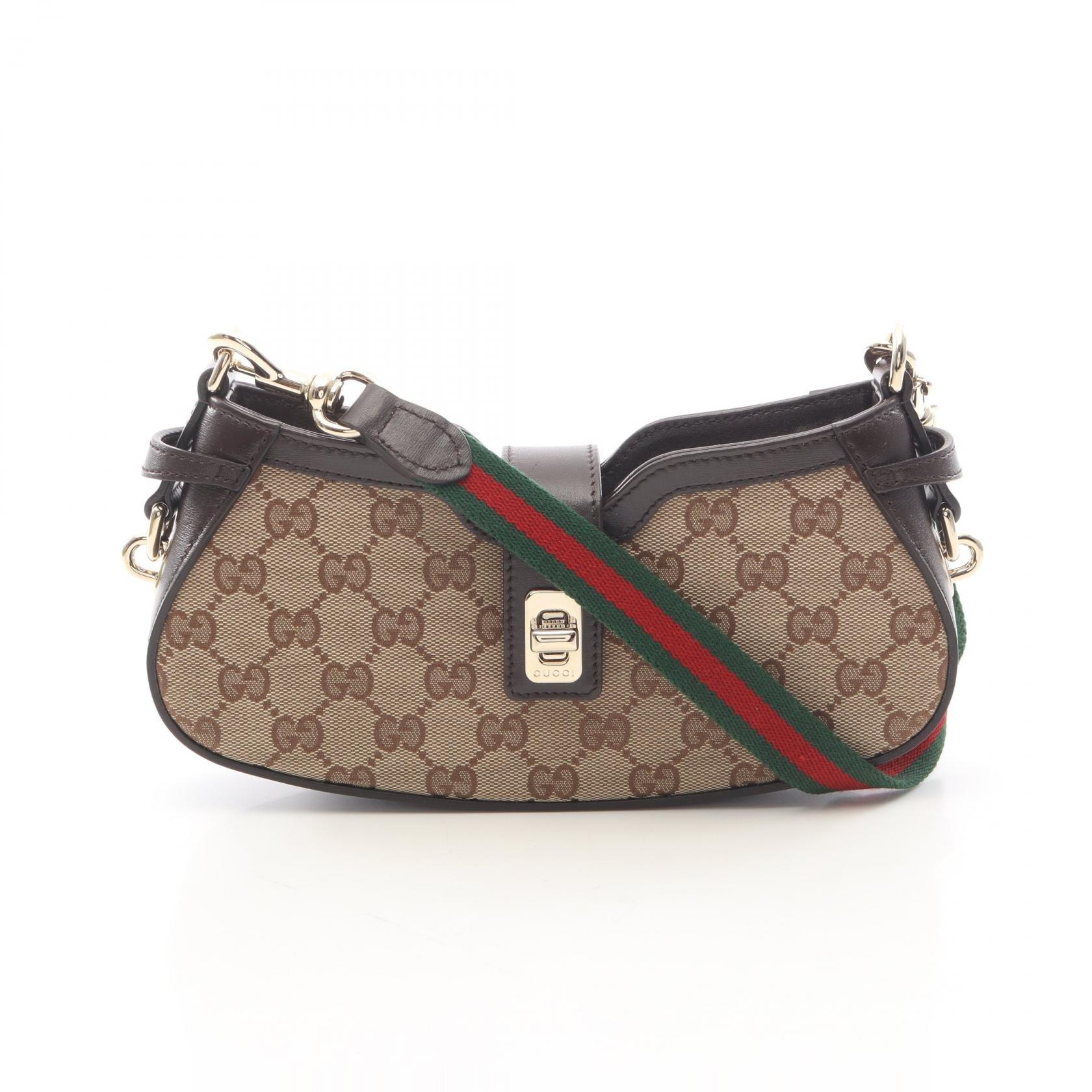 グッチ GUCCI ムーンサイド GGキャンバス ハンドバッグ バッグ キャンバス レザー レディース ベージュ系 / ブラウン系 / マルチカラー 786015 【中古】