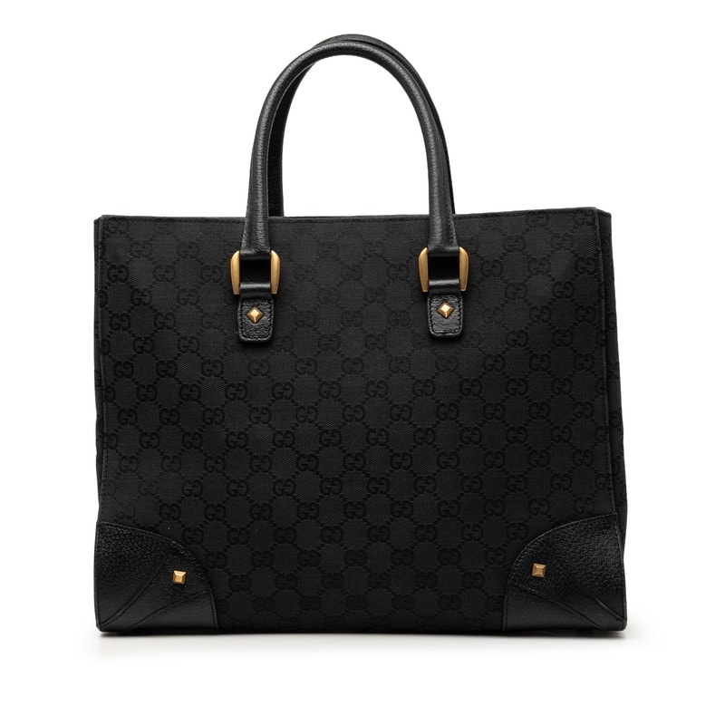 グッチ GGキャンバス トートバッグ ハンドバッグ 120897 ブラック キャンバス レザー レディース GUCCI 【中古】