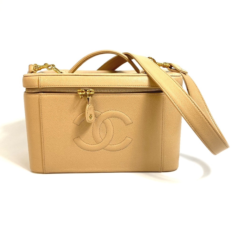 シャネル CHANEL バニティバッグ CC ココマーク カバン 2WAY ハンドバッグ 肩掛け 斜め掛け ショルダーバッグ キャビアスキン ベージュ