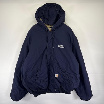 古着 カーハート Carhartt ダック ジャケット 中綿 アクティブジャケット フルジップ 大きいサイズ 2XL ネイビー系 メンズ