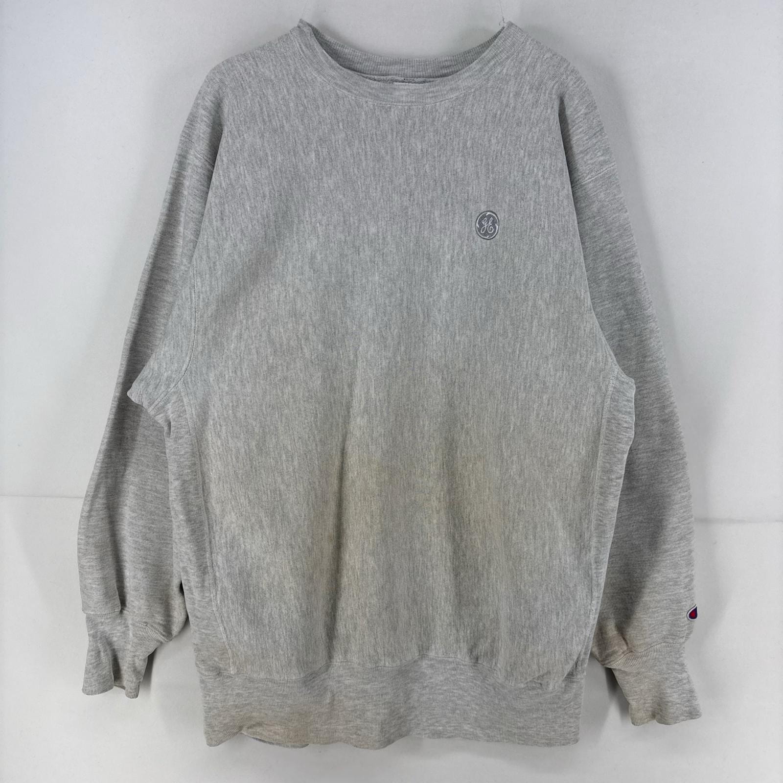 古着 90's/90年代 チャンピオン Champion スウェット プルオーバー 刺繍 リバースウィーブ トレーナー 2XL  グレー メンズ