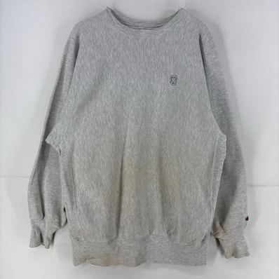 古着 90's/90年代 チャンピオン Champion スウェット プルオーバー 刺繍 リバースウィーブ トレーナー 2XL グレー メンズ
