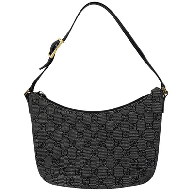 GUCCI グッチ ハンドバッグ セミショルダーバッグ 32160 GGキャンバス レザー ブラック 黒 ゴールド金具 レディース【中古品】
