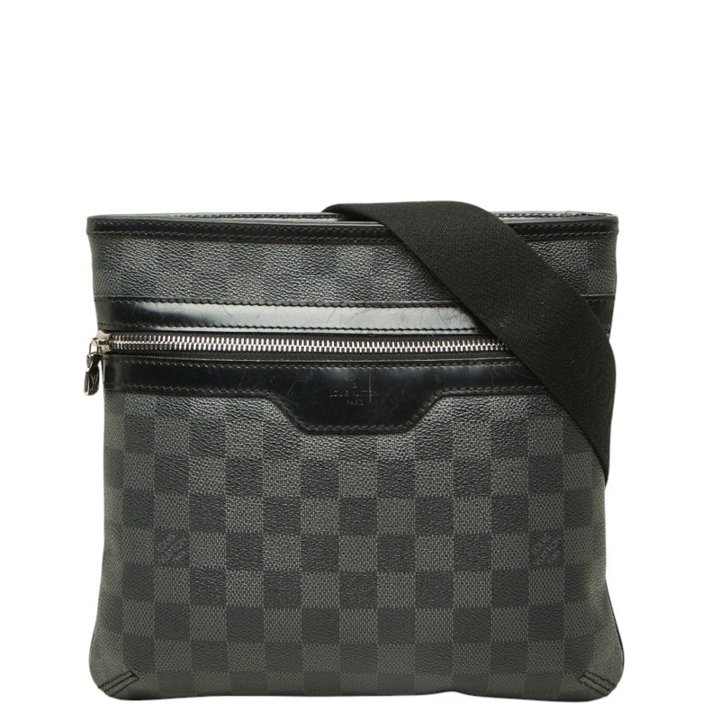 ルイ ヴィトン ダミエ グラフィット トマス 斜め掛け ショルダーバッグ N58028 ブラック PVC レザー レディース LOUIS VUITTON 中古