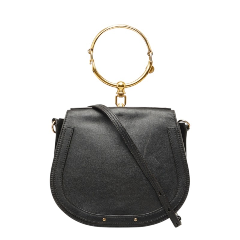 クロエ ナイル ハンドバッグ ショルダーバッグ 2WAY ブラック レザー レディース Chloe 【中古】