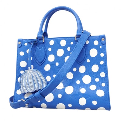 【6dc3999】ルイヴィトン ハンドバッグ モノグラム・アンプラント LV×YKオンザゴーPM M46424 ブルー 2wayバッグ 草間彌生【中古】レディース