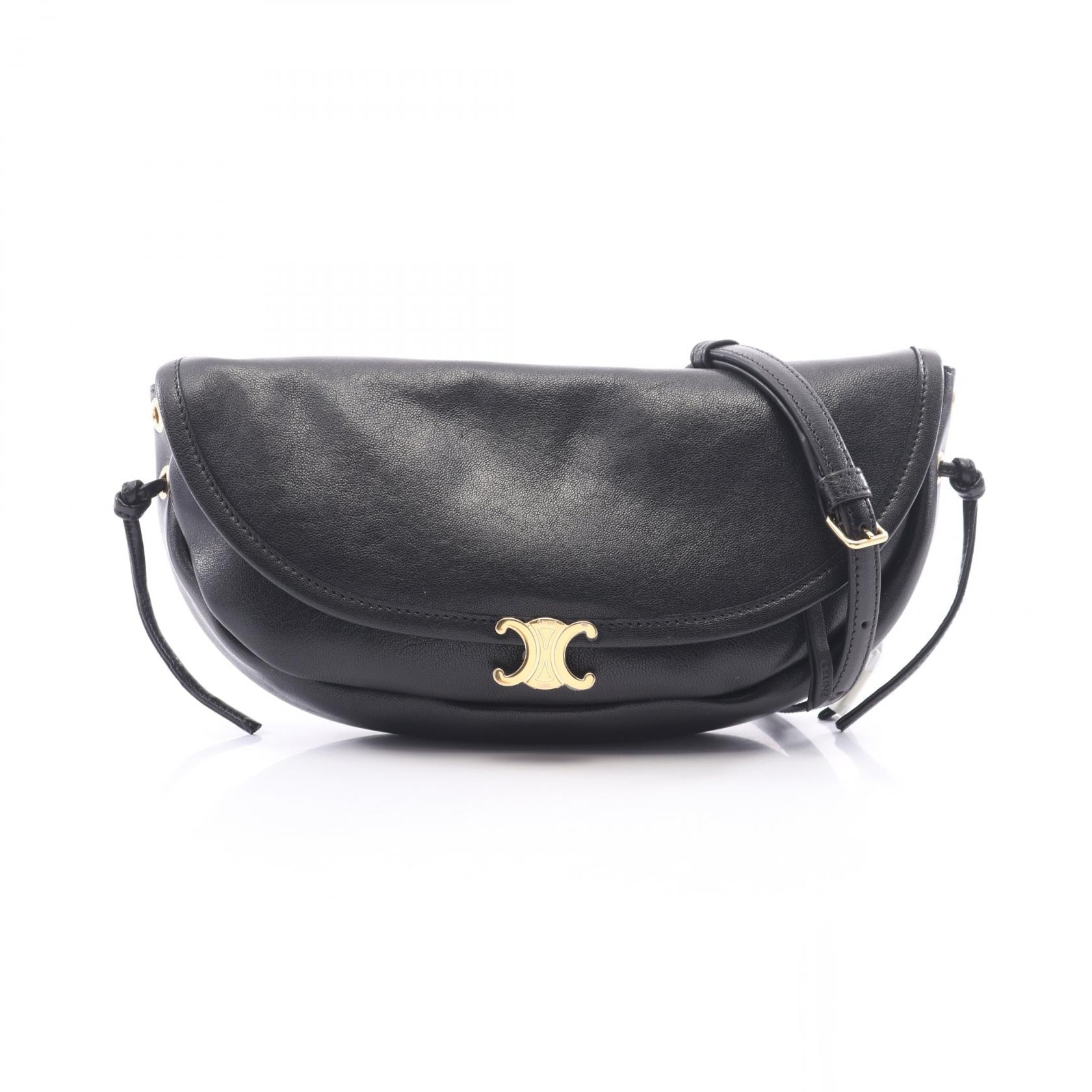 セリーヌ CELINE リトル ハーフムーン ソフト トリオンフ ショルダーバッグ バッグ レザー レディース ブラック系 L1037377838NO 【新品】