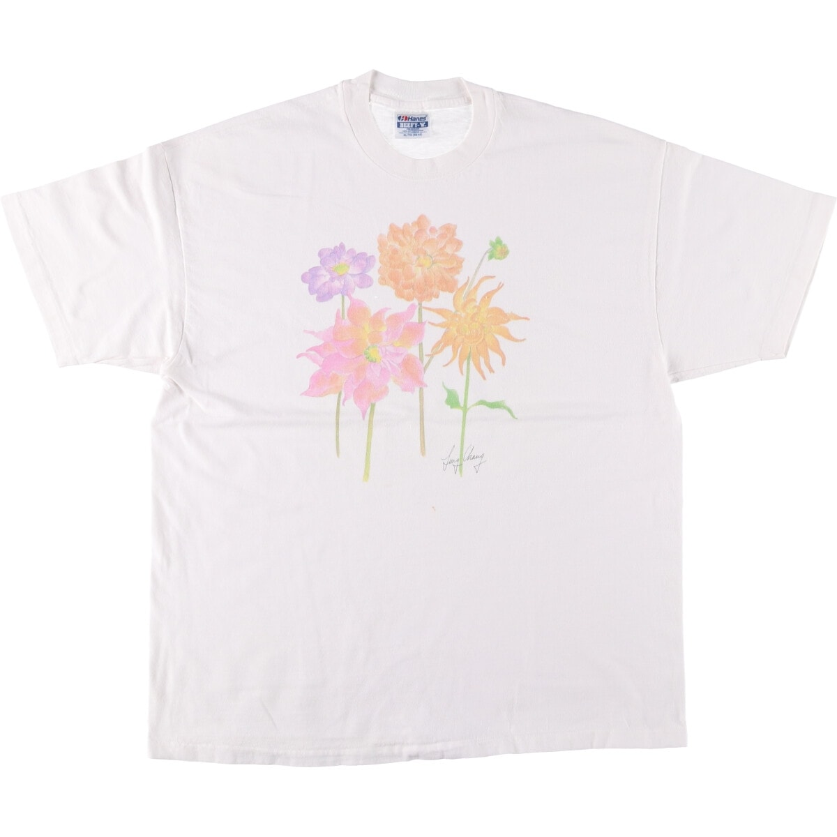 古着 90年代 ヘインズ Hanes BEEFY-T 花柄 プリントTシャツ USA製 メンズXL相当 ヴィンテージ/eaa563359