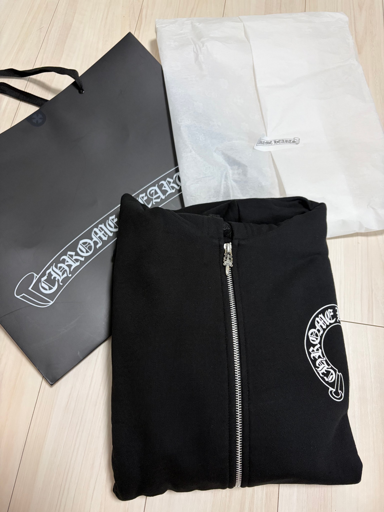 Chrome Hearts Horseshoe Floral Cross Zip-Up Hoodie "Black"