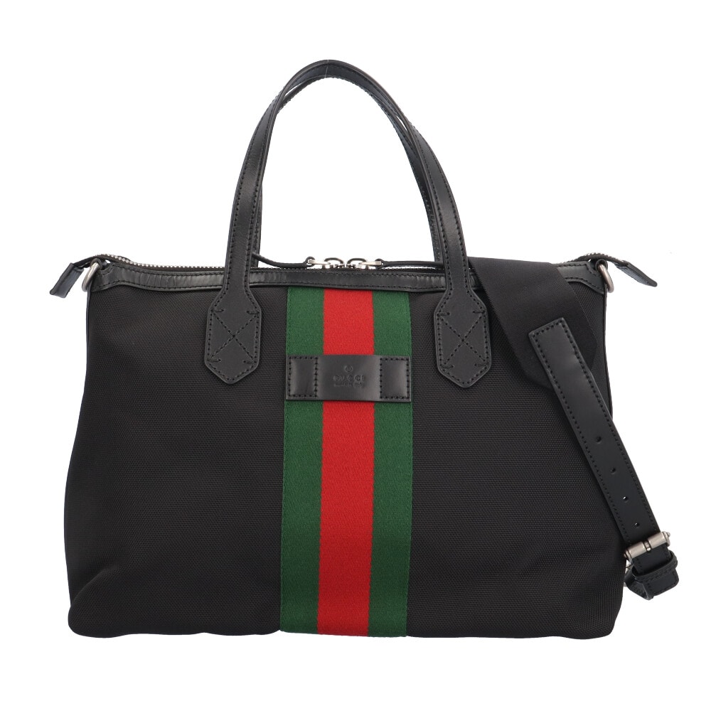 GUCCI Canvas Web Stripe Tote Bag "Black"