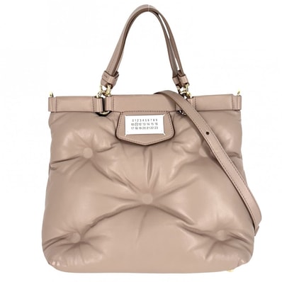 MAISON MARGIELA メゾンマルジェラ 2WAY グラムスラム ハンドバッグ 肩掛け 斜め掛け ショルダーバッグ レザー ピンクベージュ ゴールド金具 レディース【中古品】
