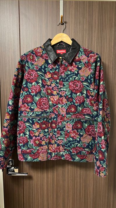 Supreme Leather Collar Work Jacket "Digi Floral"