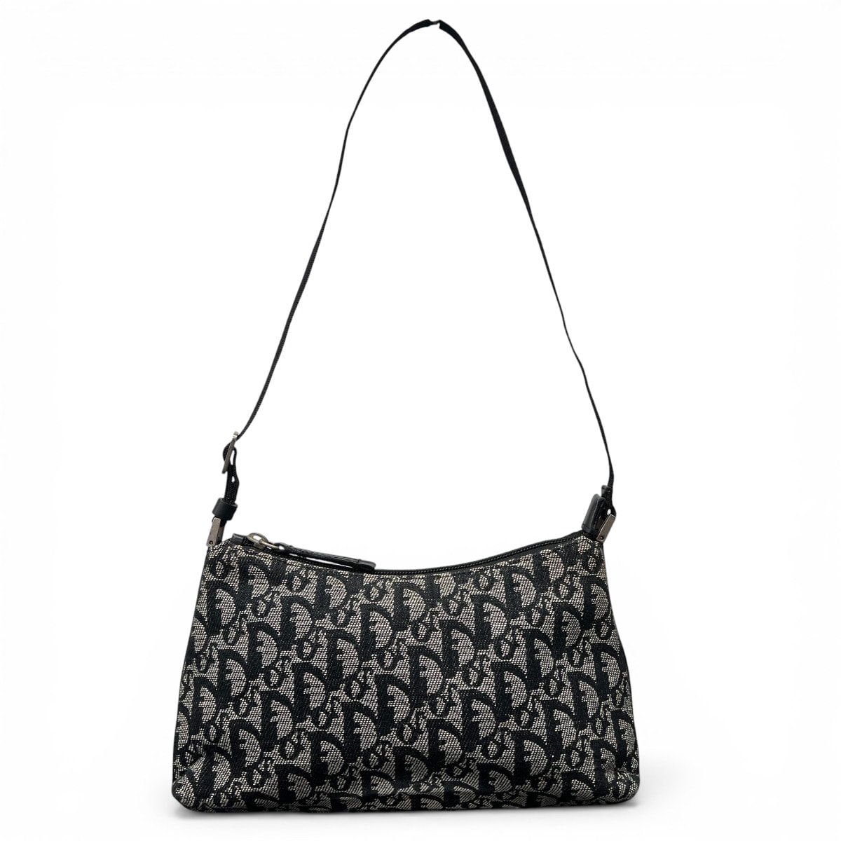 Christian Dior クリスチャンディオール トロッター ワンショルダーバッグ 2003年 キャンバス レザー ブラック アイボリー セミショルダー ポーチ ハンドバッグ アイコン ディオール Bランク 鑑定済 中古 ディオールバッグ