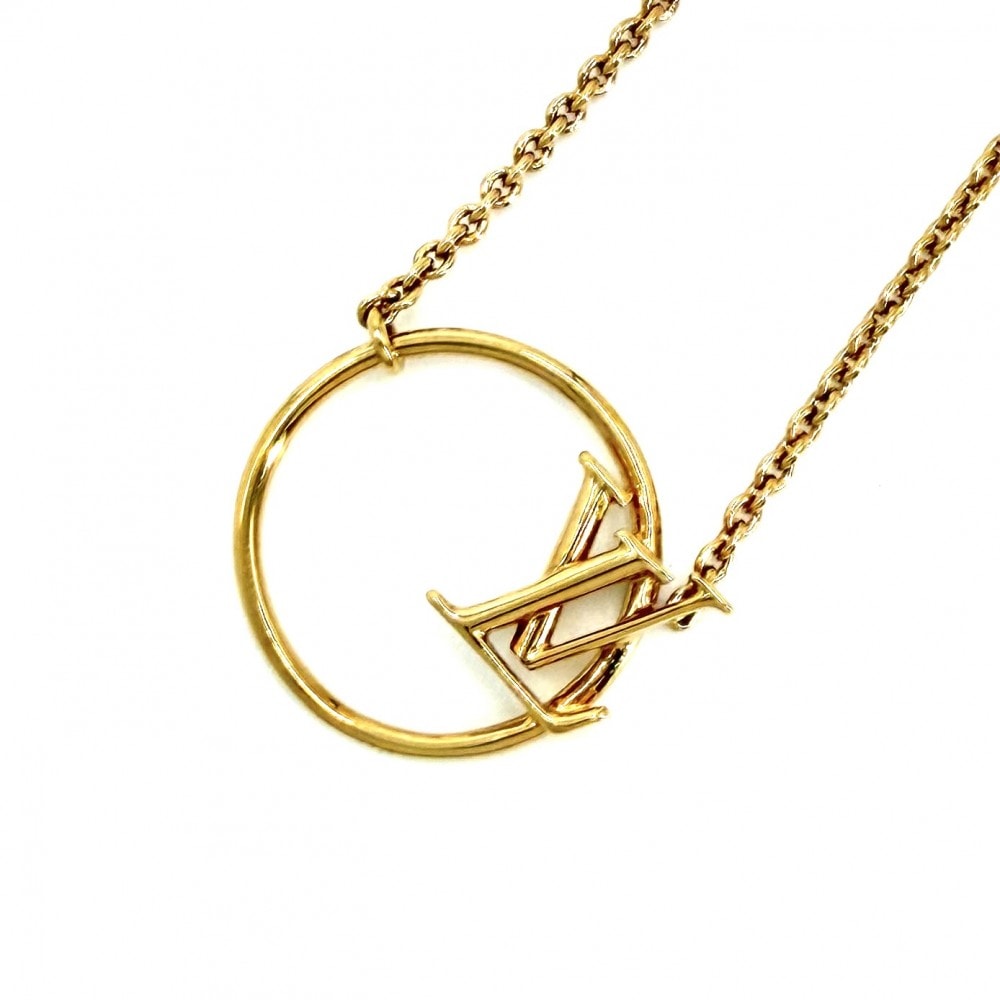 LOUIS VUITTON ルイヴィトン ネックレス コリエ・LV エクリプス アクセサリー ペンダント アジャスター付き M00762 ゴールド ユニセックス 約6.2g【中古品】