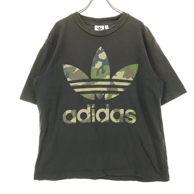 adidas アディダス トレフォイルロゴ 半袖 Tシャツ M チャコールグレー