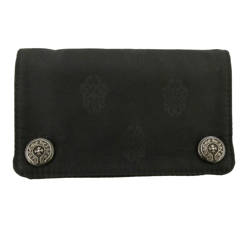 CHROME HEARTS クロムハーツ(原本無) 1ZIP 総柄 ナイロン ウォレット 二つ折り財布 ブラック系【中古】
