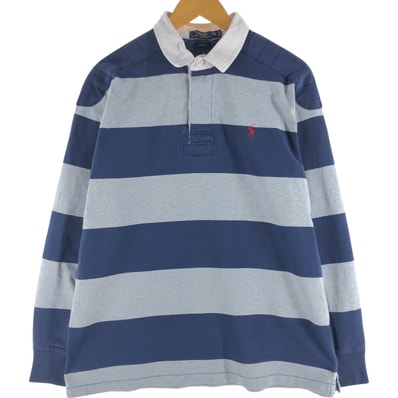 古着 ラルフローレン Ralph Lauren POLO RALPH LAUREN CUSTOM FIT ボーダー柄 長袖 ラガーシャツ メンズXL相当/eaa538026