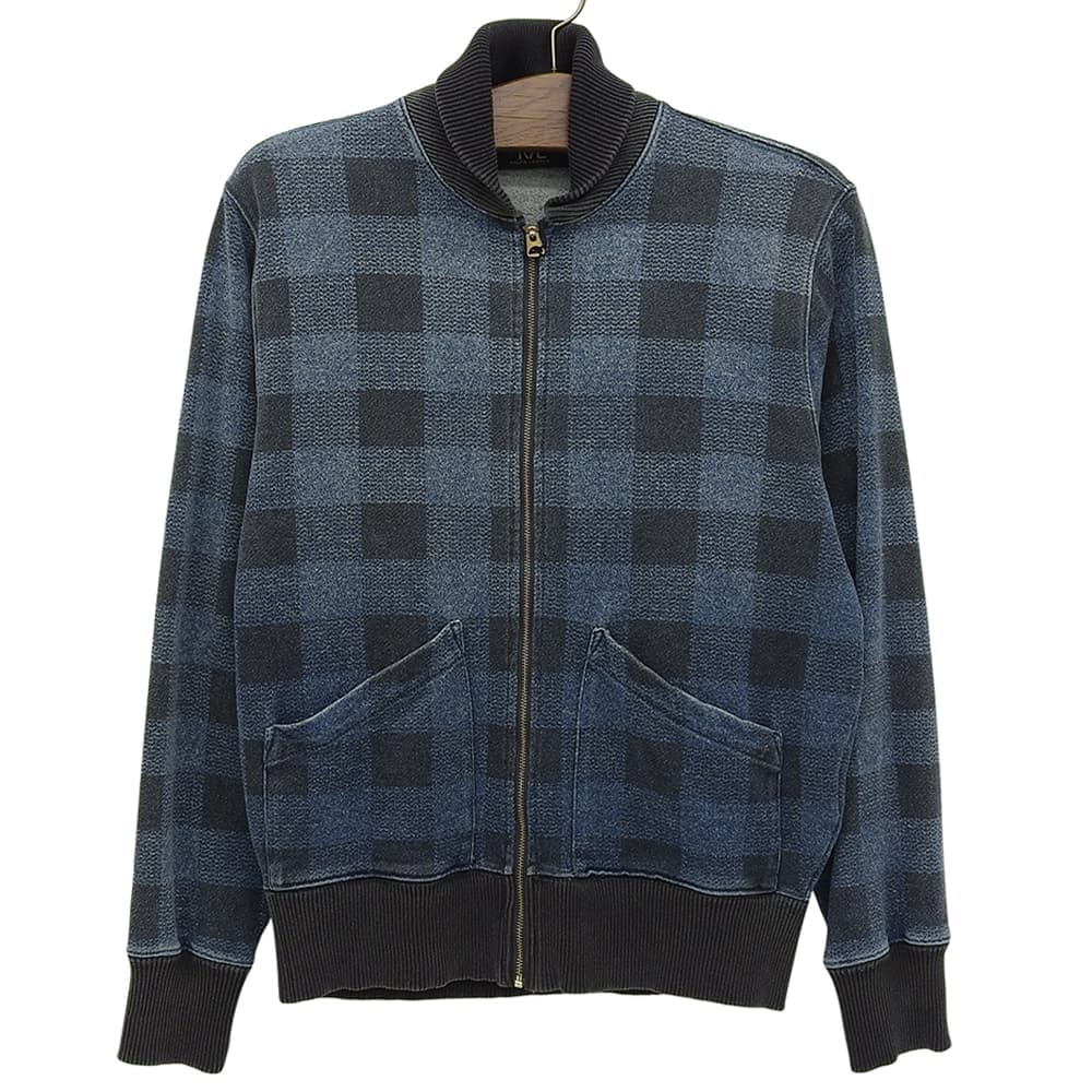ダブルアールエル 美品 コットン チェック柄 ジップジャケット メンズ インディゴ S MNRRKNI16810059 S