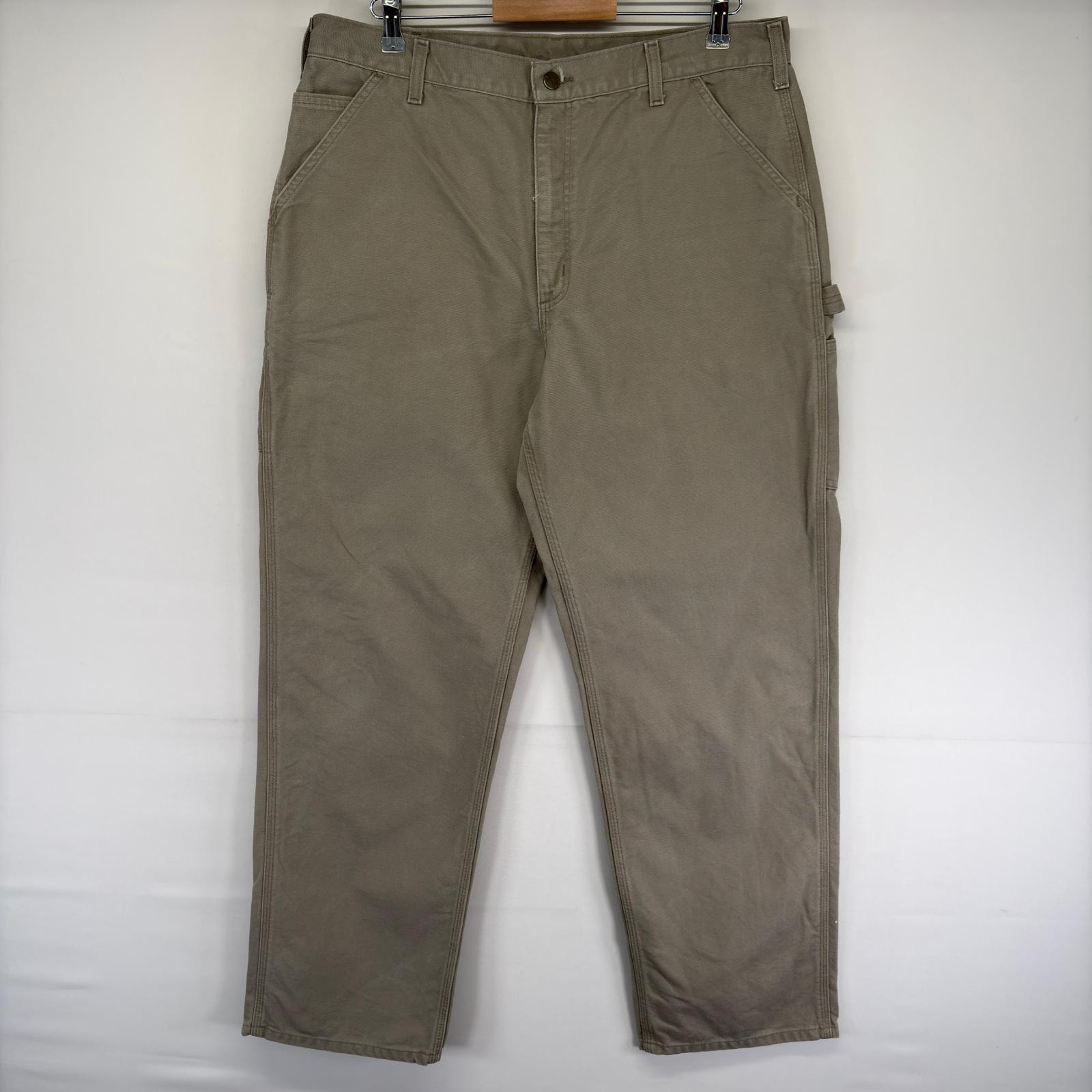 古着 カーハート Carhartt ダック パンツ ペインター ワンポイント ジップ ハンマーループ スパナポケット w38 L34  グレー系 メンズ