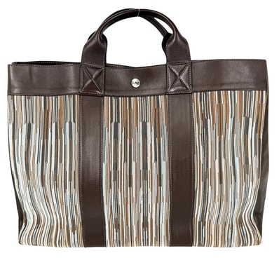 HERMES エルメス ハンドバッグ フールトゥMM ヴィブラート トートバッグ かばん 鞄 □E刻印 レザー ブラウン 茶 マルチカラー シルバー金具 メンズ 2001年【中古品】