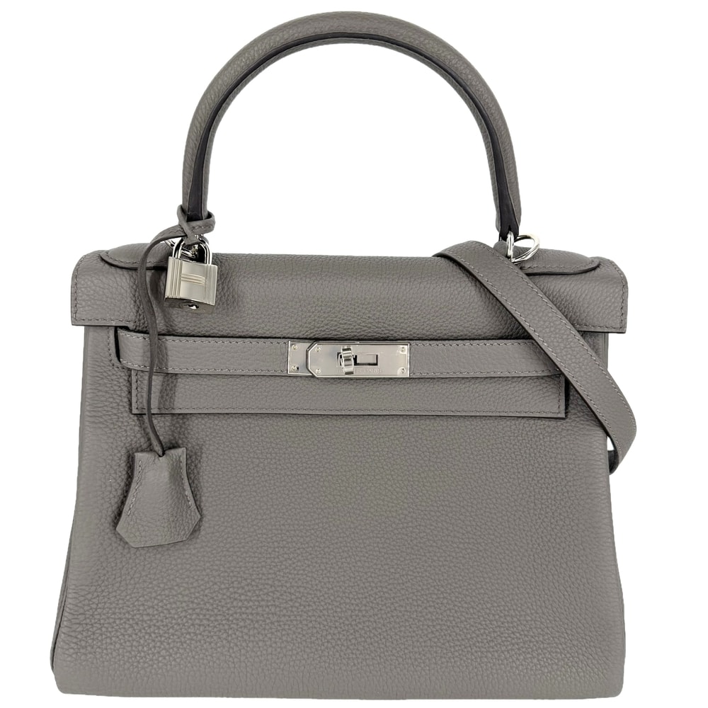 HERMES エルメス 2WAY ケリー28 内縫い ショルダーバッグ ハンドバッグ 肩掛け 斜め掛け グレー Z刻印 トゴ    エタン シルバー金具 レディース 美品 2021年【中古品】