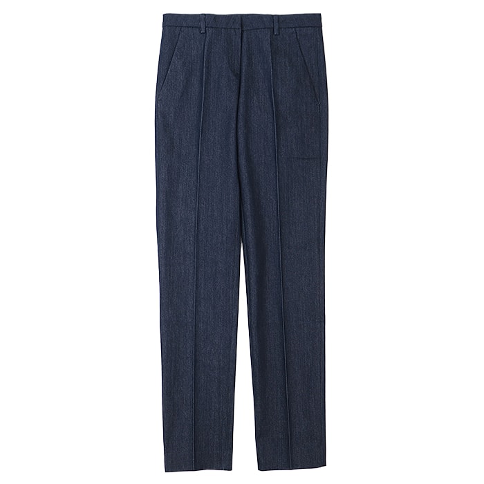 SALE【新品同様】MONCLER モンクレール デニムスラックス トラウザース スリムテーパードシルエット ストレッチ ジップフライ ジーンズ パンツ ボトムス レディース サイズ 38 インディゴ ポルトガル製