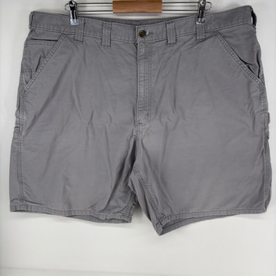 古着 カーハート Carhartt ダック パンツ ペインター ワーク ハーフ ジッパーフライ ショート ワンポイントロゴ w44 グレー系 メンズ